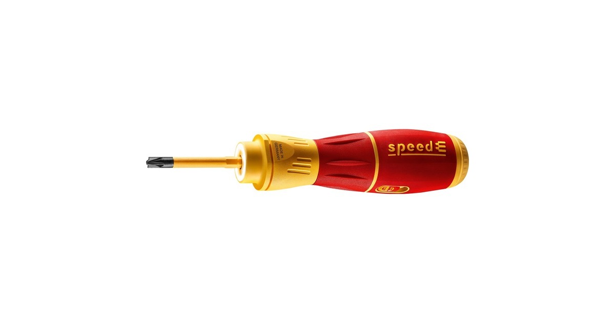 WihaE-schroevendraaier speedE II electric schroefboor  (Rood/geel, 7-delig met slimBits, Accu inbegrepen)