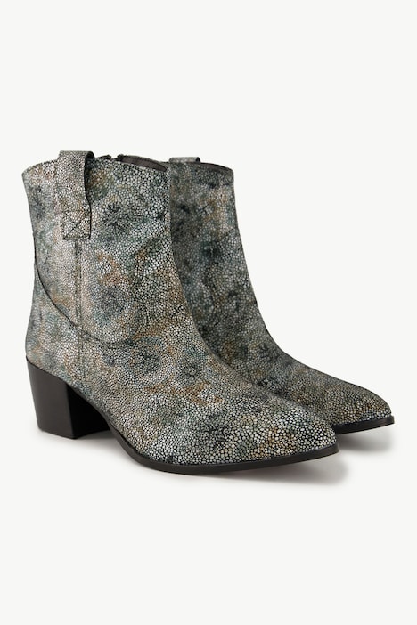 Leder-Stiefeletten, Schlangenlederoptik, Weite H