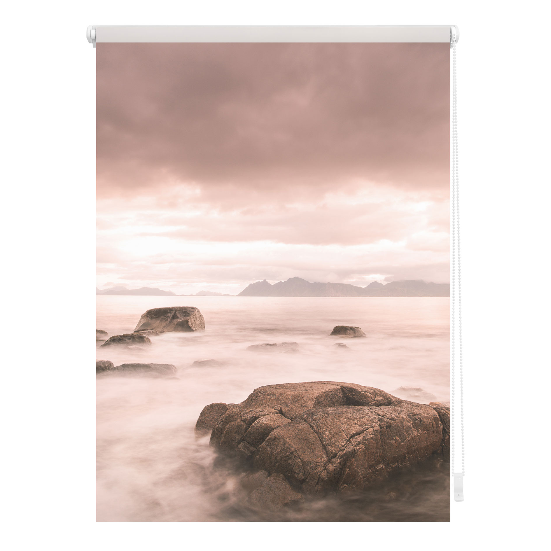 LICHTBLICK Rollo Klemmfix STONE - grau-rot - 45x150 cm