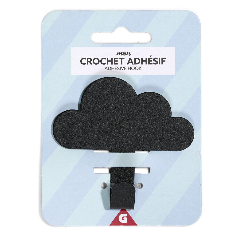 Crochet adhésif métal forme nuage 8,5x2xH11,4cm - 3 modèles