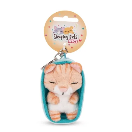NICI Schlüsselanhänger Sleeping Pets Katze 8cm braun