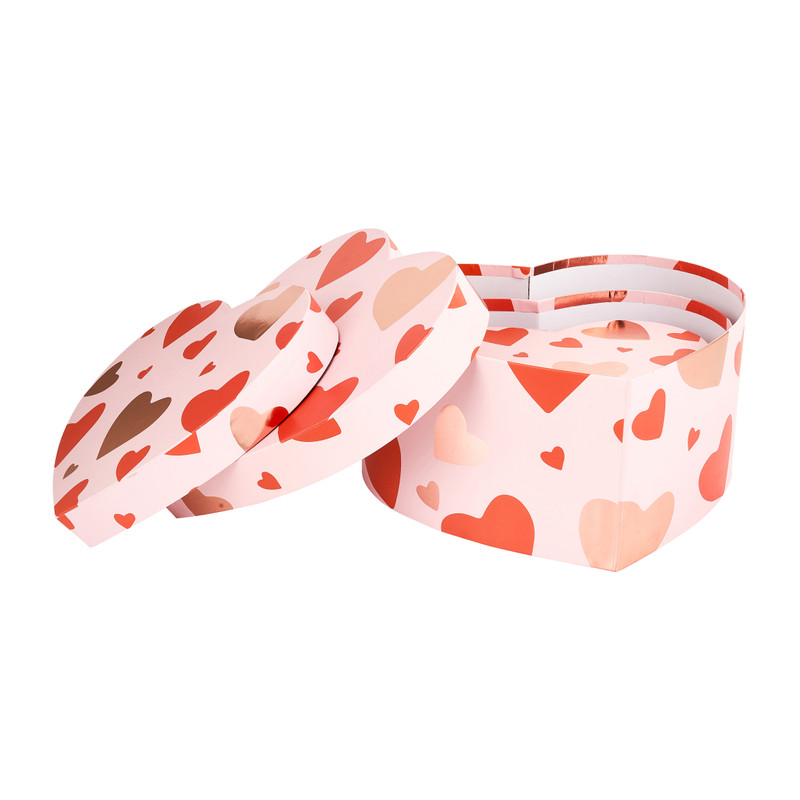 Cadeaudoos hart - roze - 27x22x13 cm