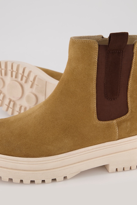 Leder-Chelsea-Stiefeletten, Veloursleder, Weite H