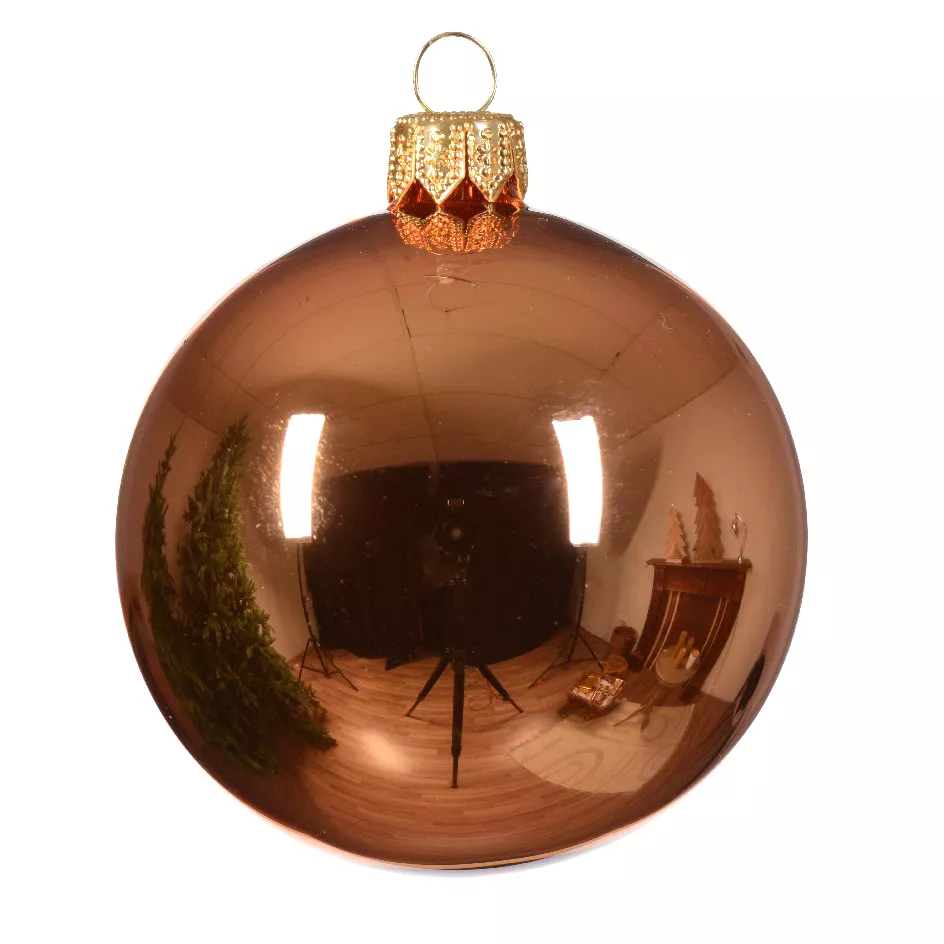 Lot de 6 boules de Noël en verre (D80 mm) Arctique brillantes Cuivre
