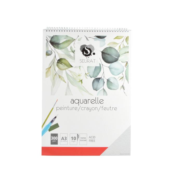 BLOC AQUARELLE A SPIRALES 10 PAGES 300G A3