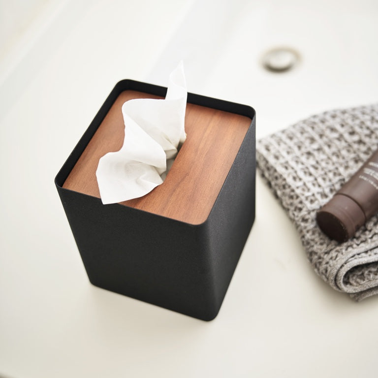 Yamazaki Tissuebox Vierkant - Rin - Zwart