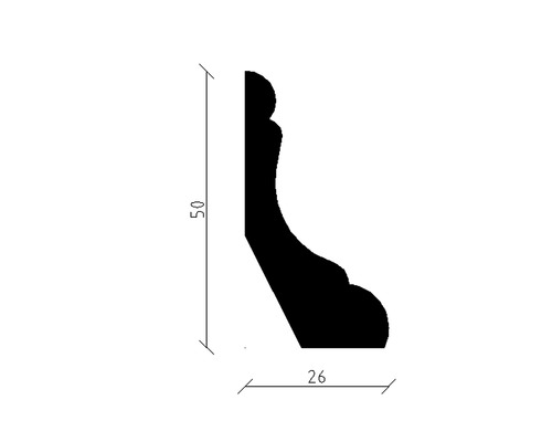 Konsta plafondafwerkingslijst, ruw grenen, 26x50x2000 mm