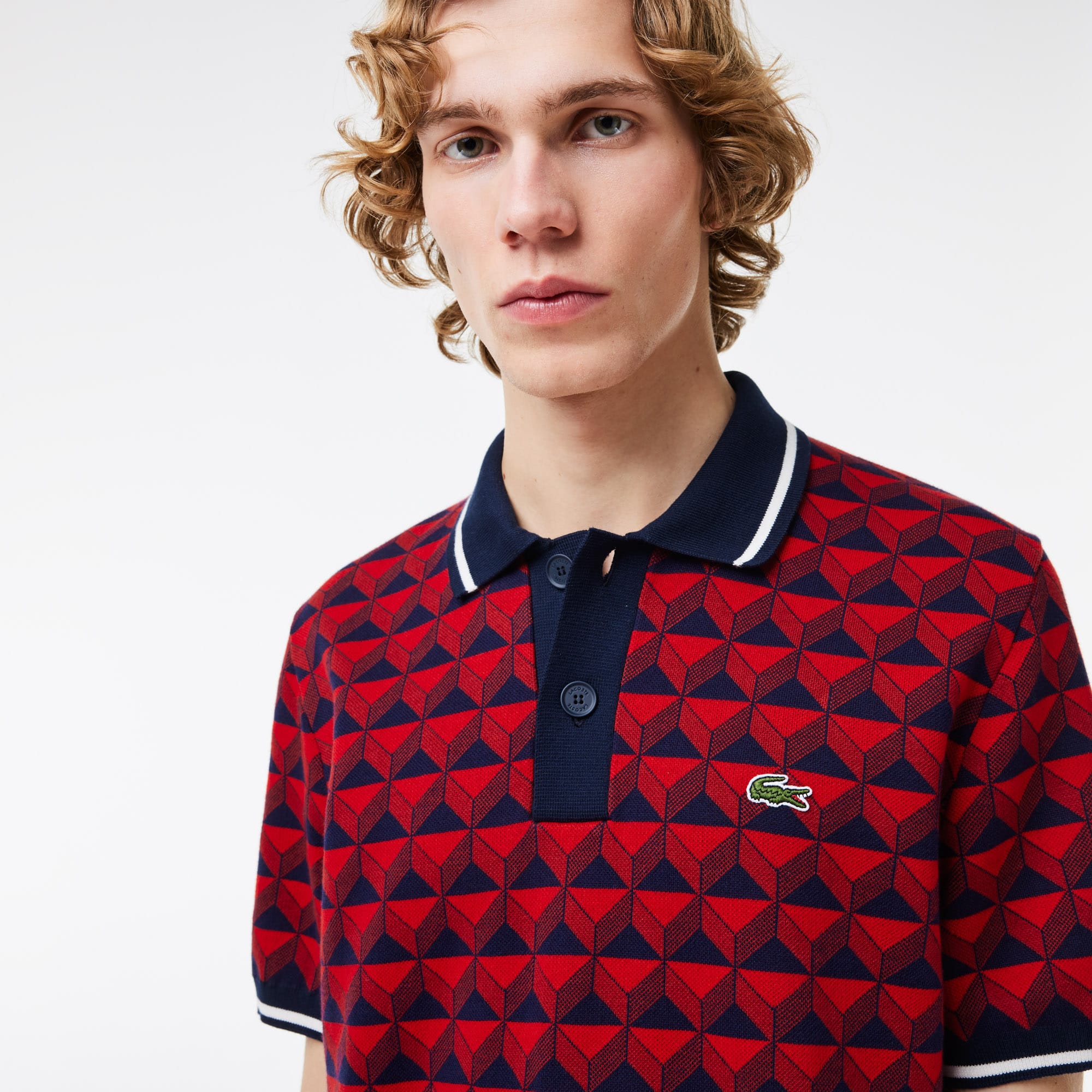 Pullover mit Polokragen und Robert George Motiv Pullover - Blau - Lacoste - Herren