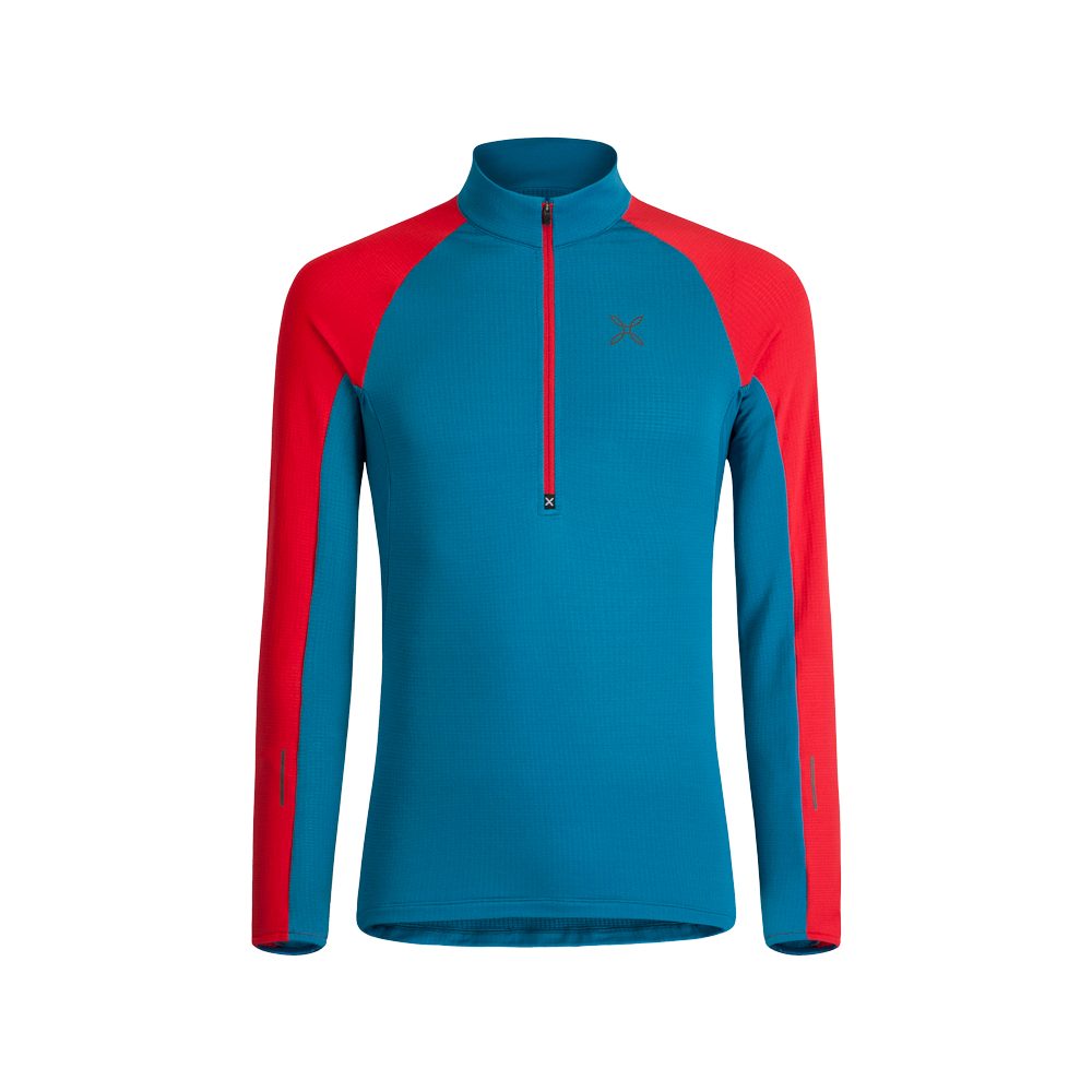 Montura Run Soft Zip Maglia Fleecepullover Herren blu ottanio rosso