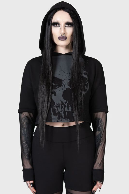 Chilled Bone Crop Hoodie | KIHILIST by KILLSTAR Sweat-shirt à capuche