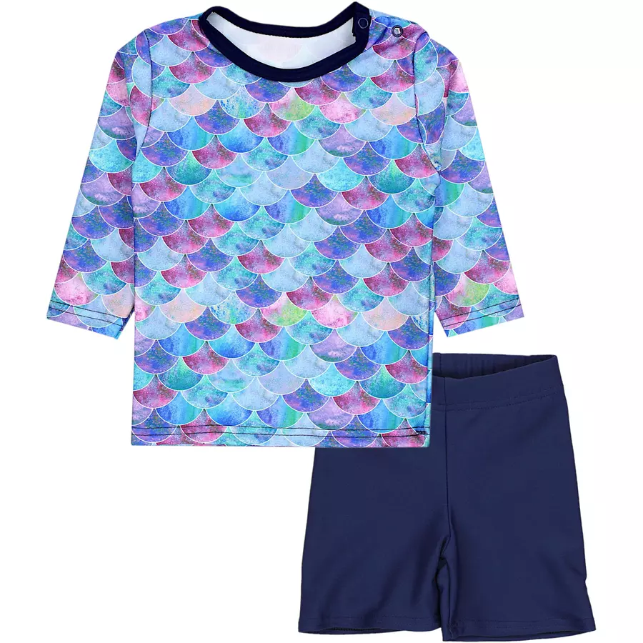 Aquarti Baby Mädchen Zweiteiler Badeanzug Bade-Set Bade T-Shirt Badehose lila
