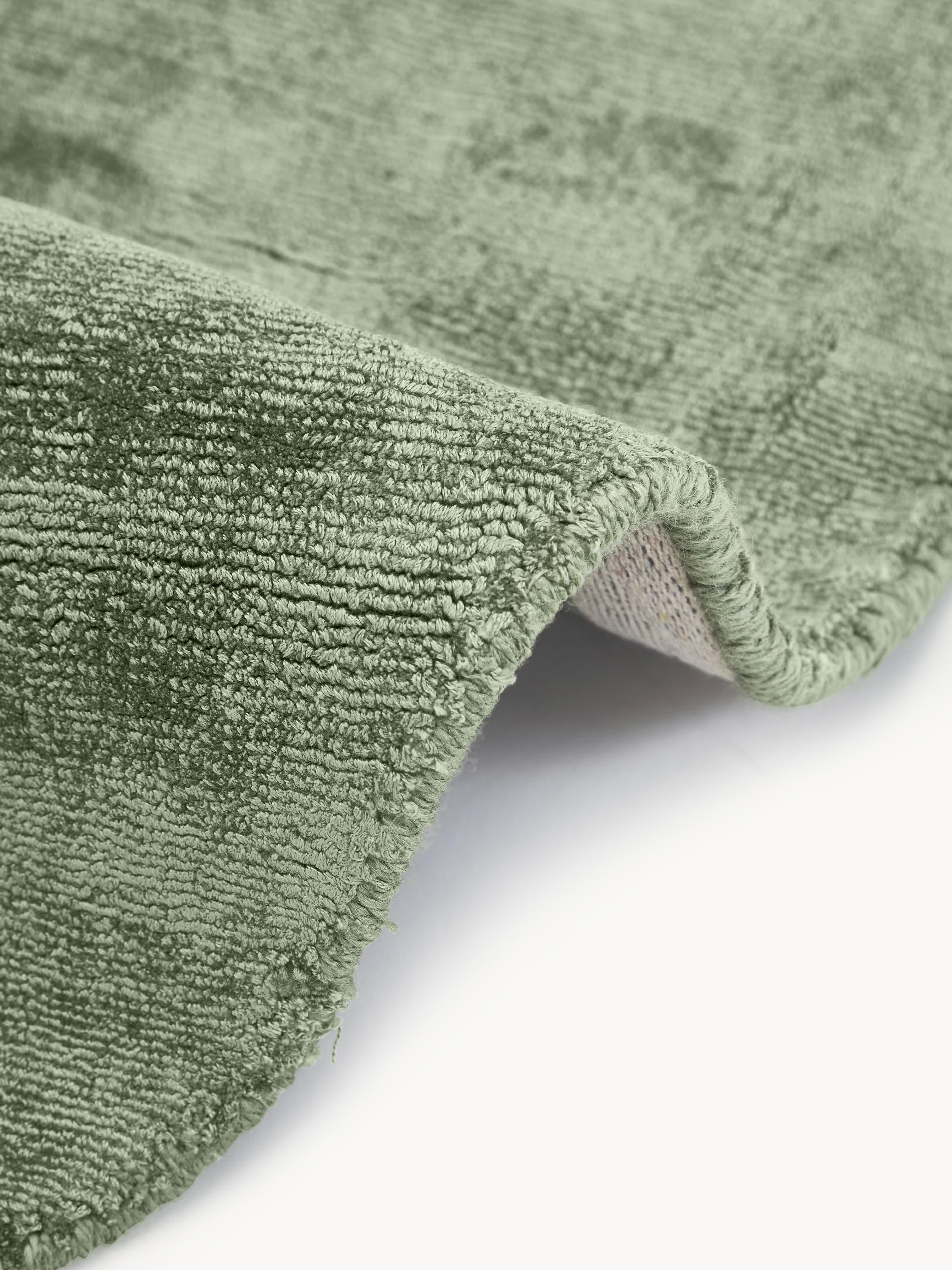 Rond handgeweven viscose vloerkleed Jane