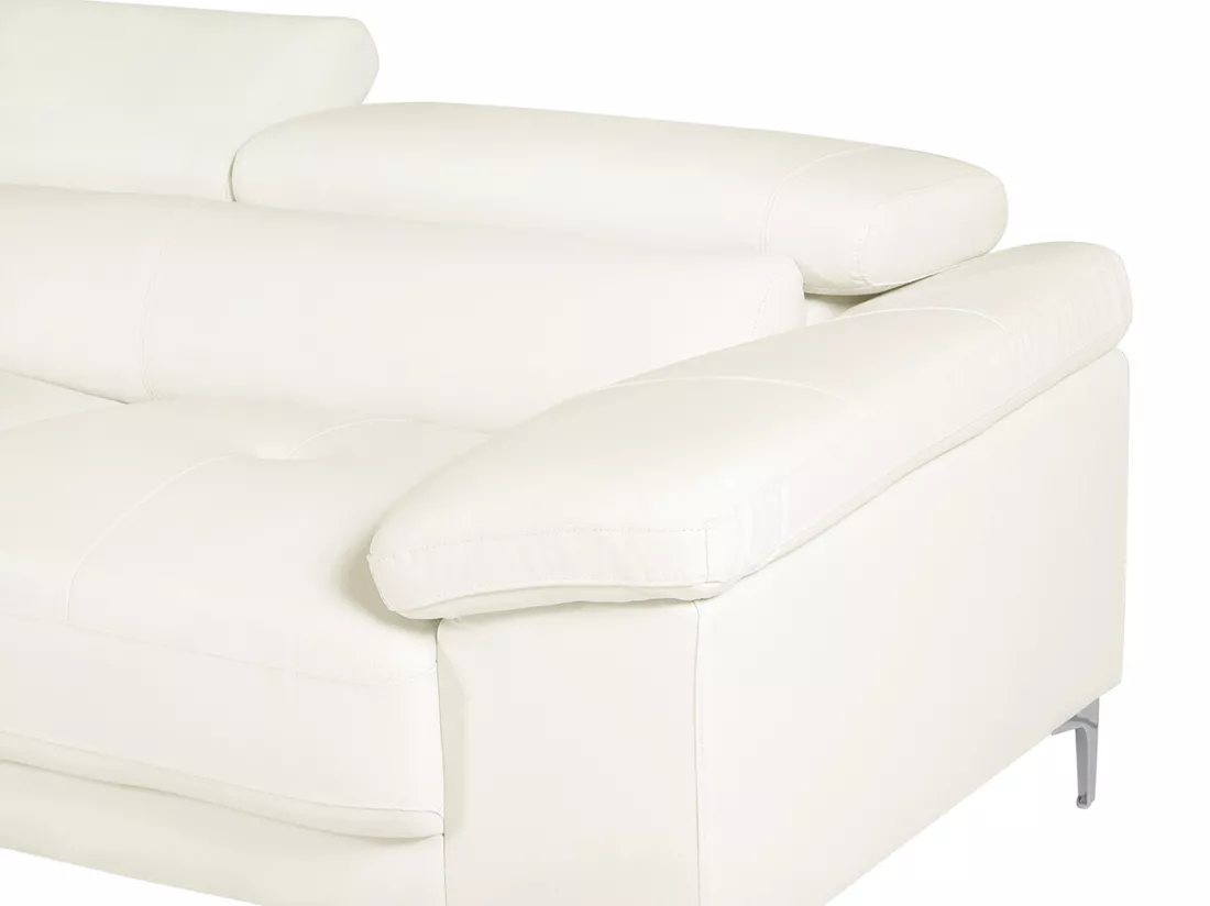 Canapé d'angle en cuir SOLANGE - Blanc - Angle gauche