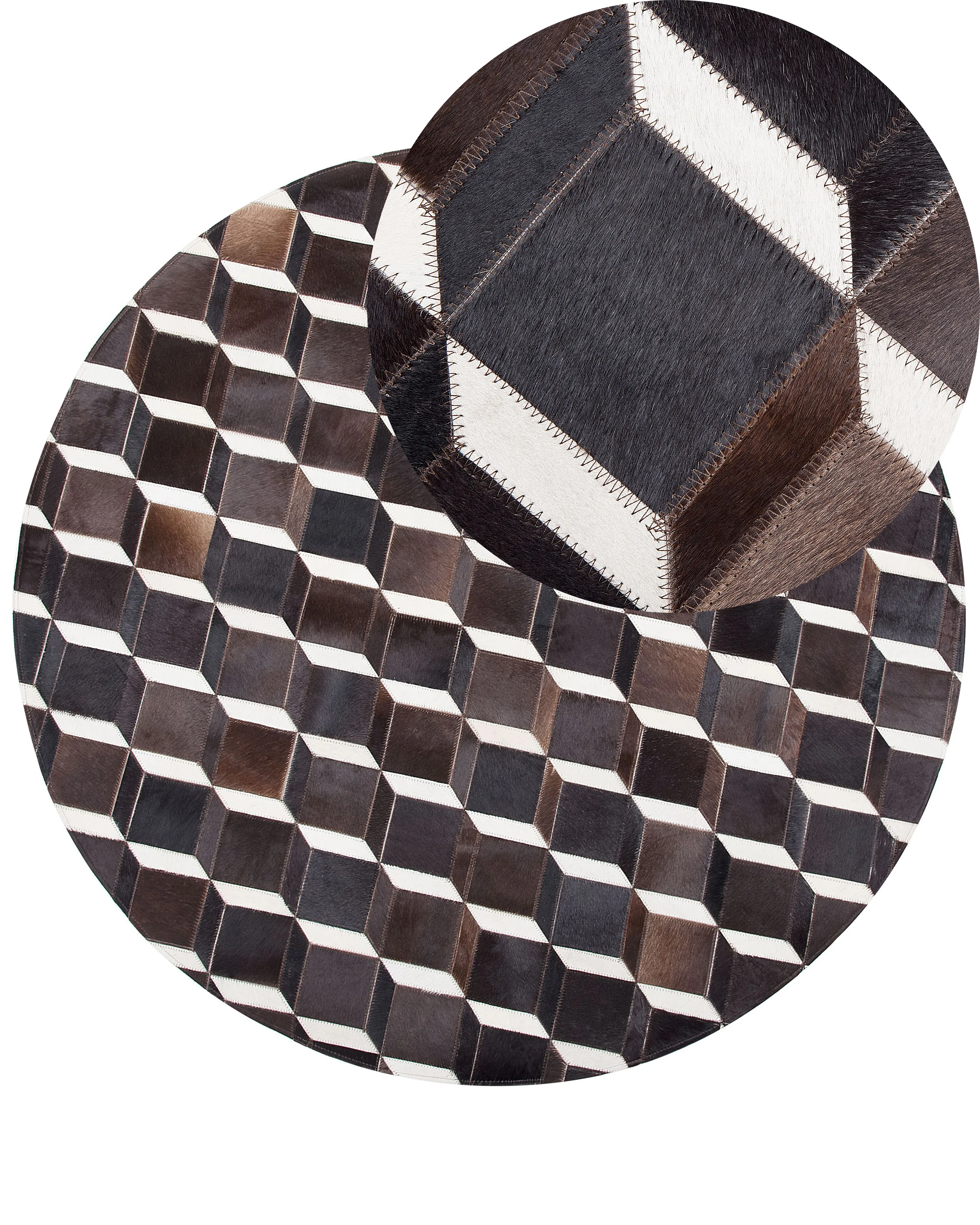 Vloerkleed ALPKOY Bruin ø 140 cm Leer