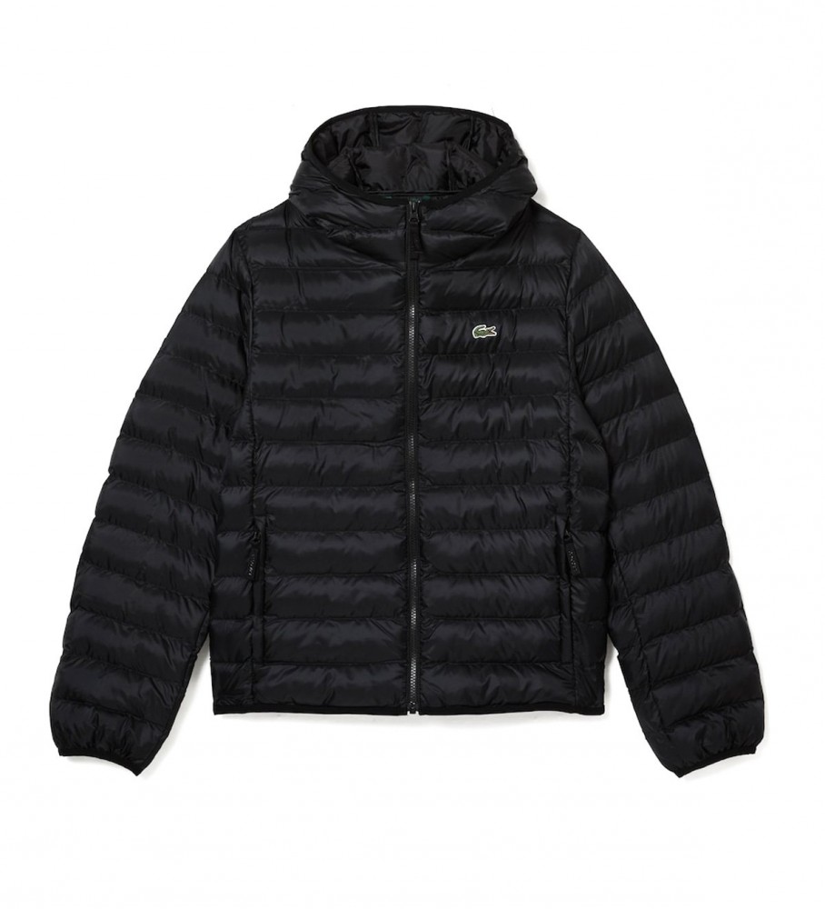 Jaqueta Lacoste acolchoada com capuz, preta
