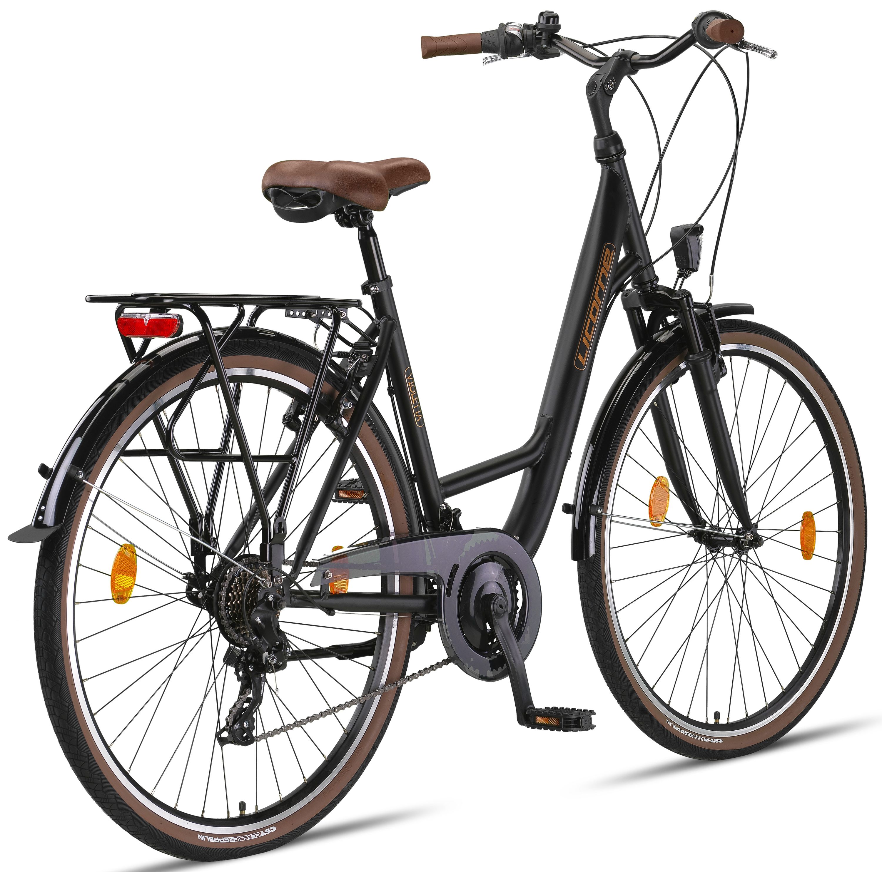Licorne Bike Violetta Premium City Bike in 28 Zoll - Fahrrad für Mädchen, Jungen, Herren und Damen - Shimano 21 Gang-Schaltung - Hollandfahrrad