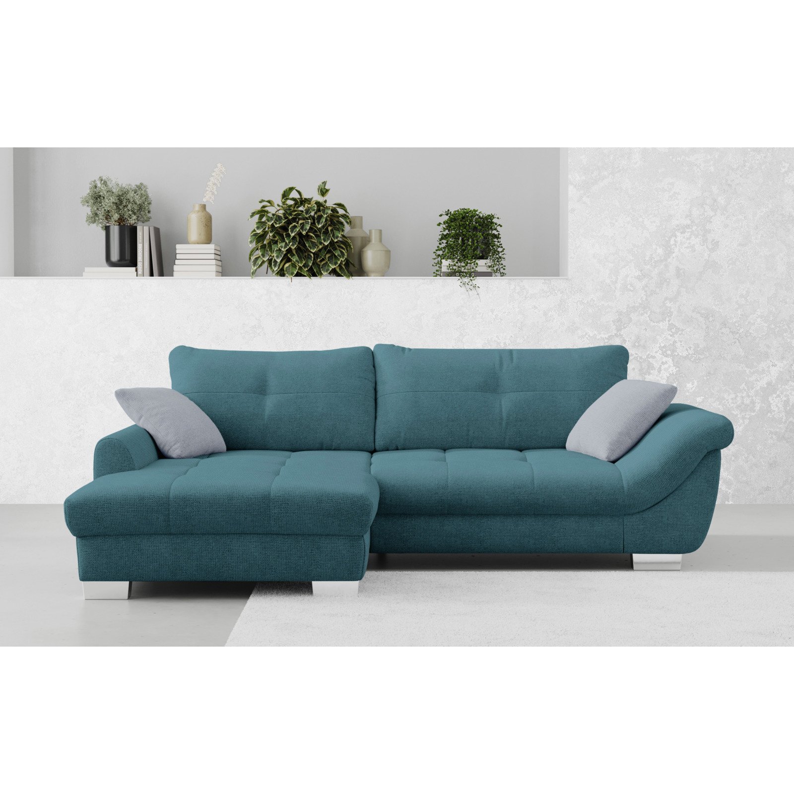 Ecksofa Carmen Stoff petrol, Recamière links