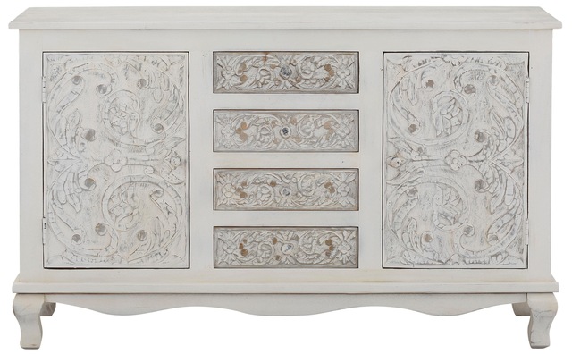 Home affaire Sideboard »Rajat« Kommode aus Mangoholz mit Türfrontfräsungen, Breite 140 cm