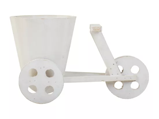 Support à vélo pour pot de fleurs en bois blanc 24x14x19,5h