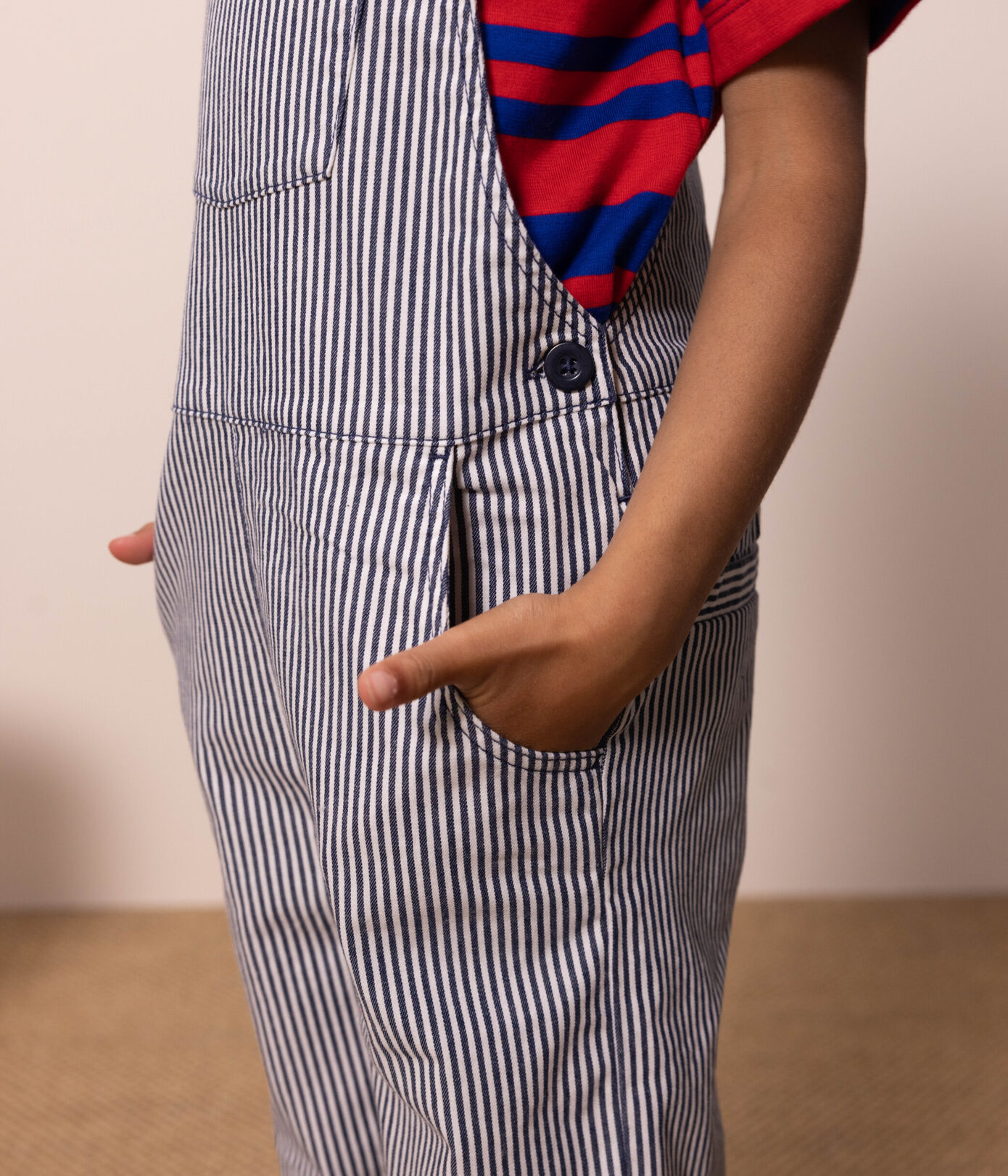 Salopette en toile de coton rayée enfant fille