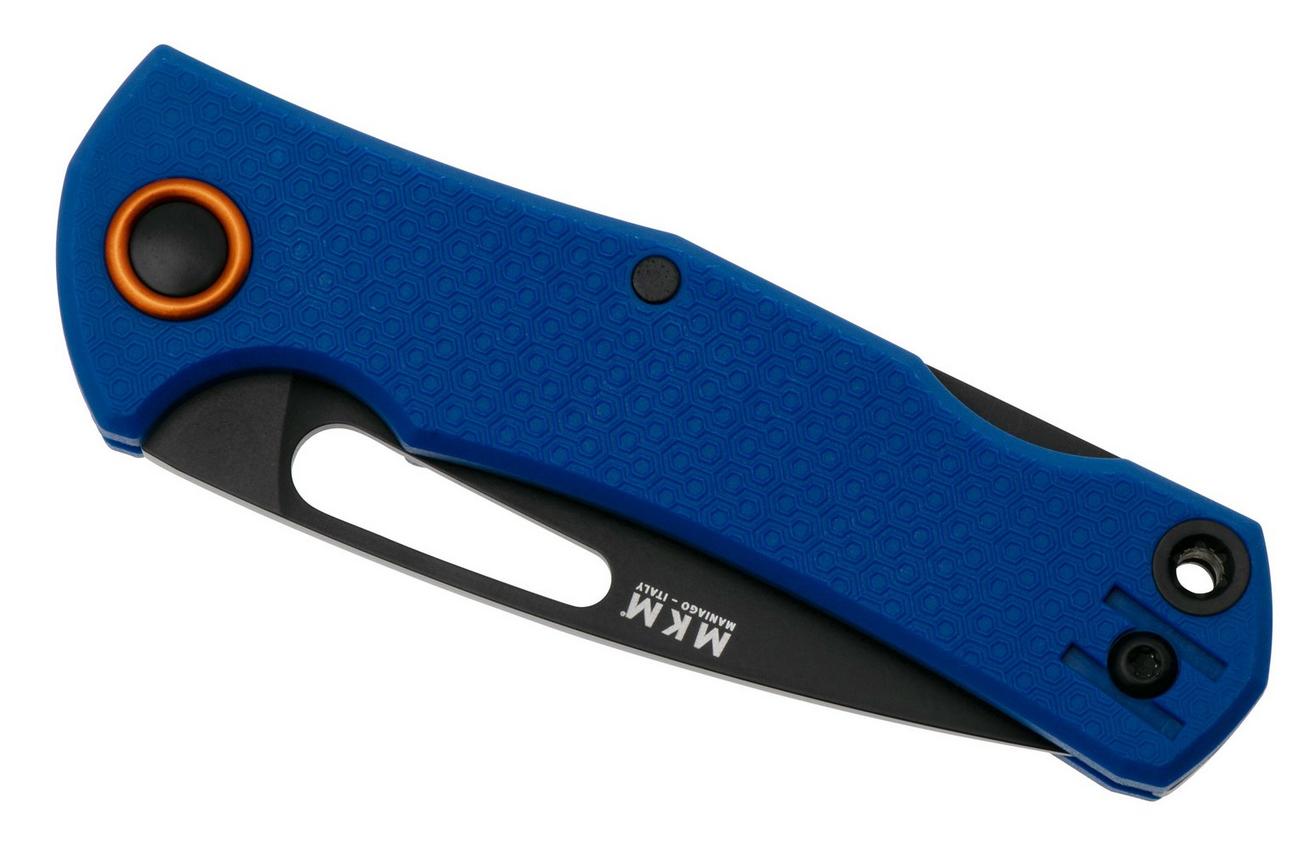 MKM Lov LV-PBL, Black Drop Point Böhler N690, Blue FRN, Backlock, zakmes, Jesper Voxnaes design
