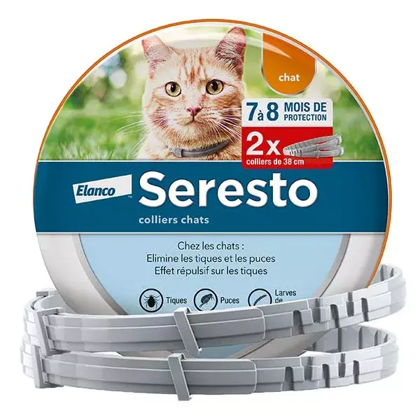 Seresto Chat Collier Anti-Puces et Anti-Tiques 2 unités