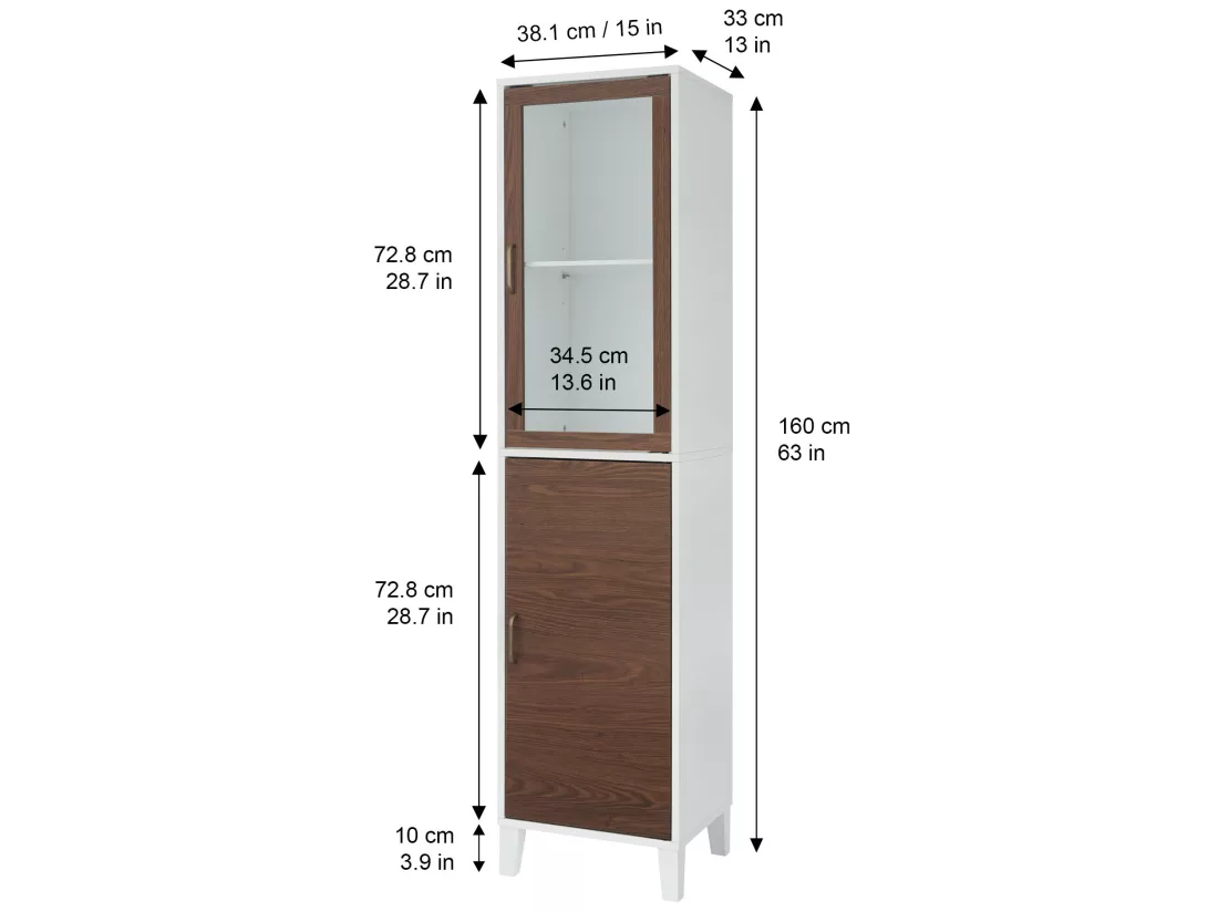 Teamson Home Tyler Armoire à linge moderne en bois Noyer/Blanc