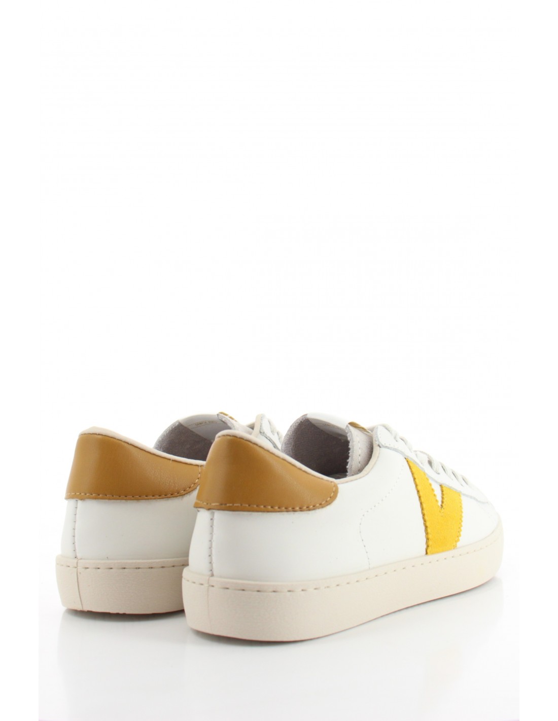 victoria Baskets de ville Femme Berlin Piel & Serraje Cuir Blanc/Jaune