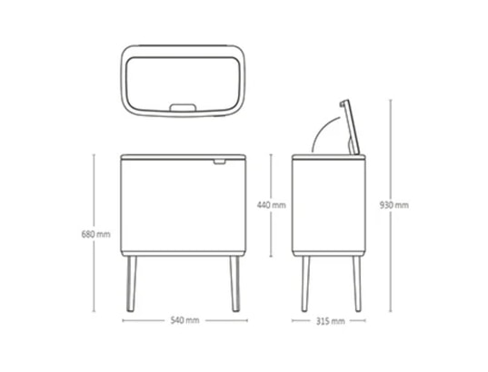 BRABANTIA - Poubelle Touch Bo Touch Bin, 11 + 23L - Matt Black 316203