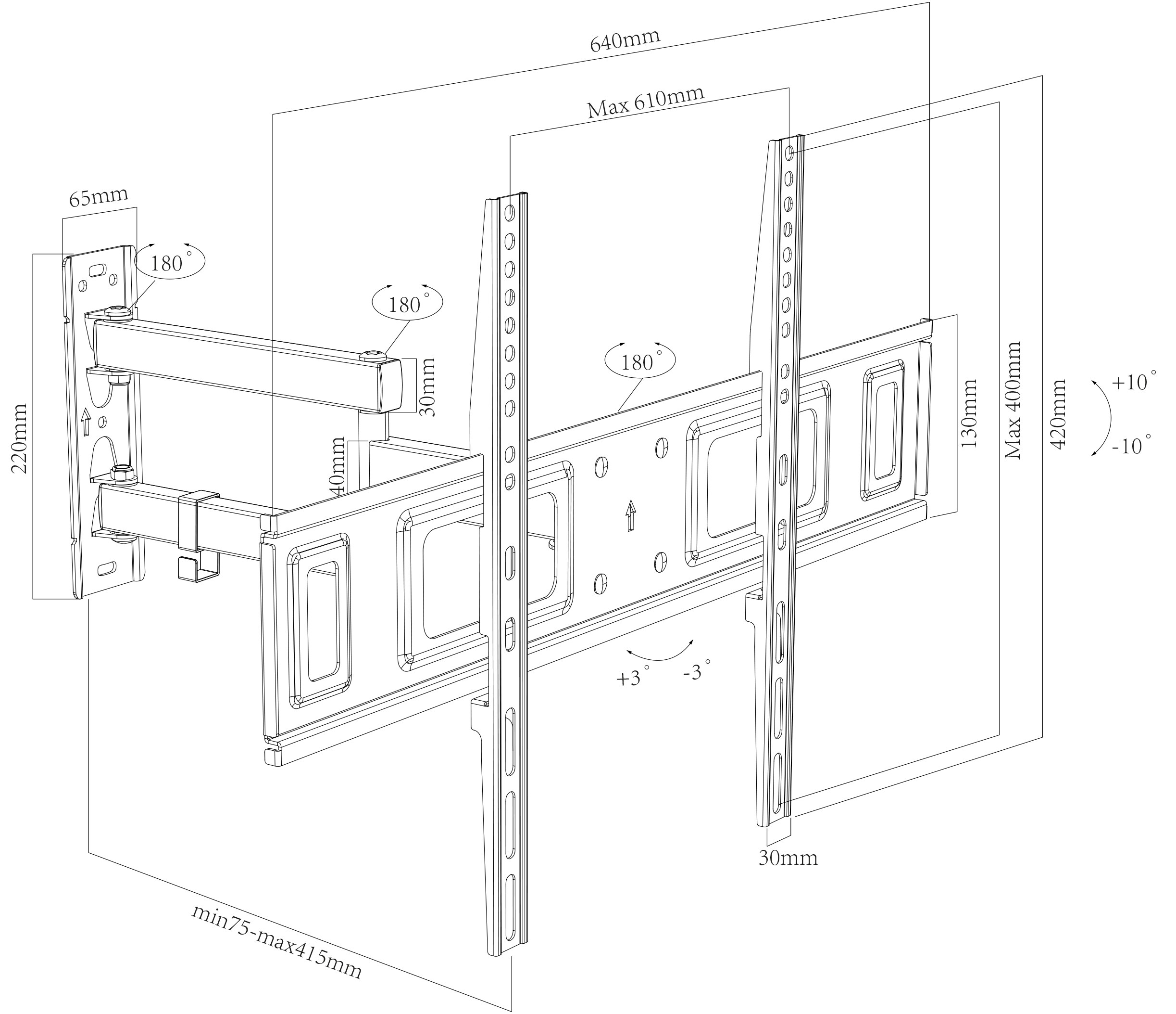 VCM Universal TV VESA Wandhalterung Halter ausziehbar schwenkbar neigbar B-SN600