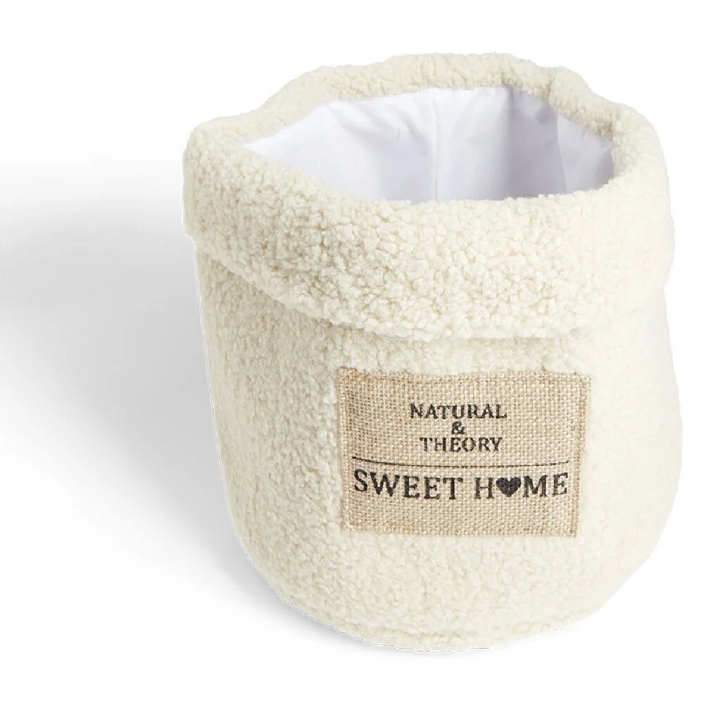 Panière laine bouclée beige 29xH32cm