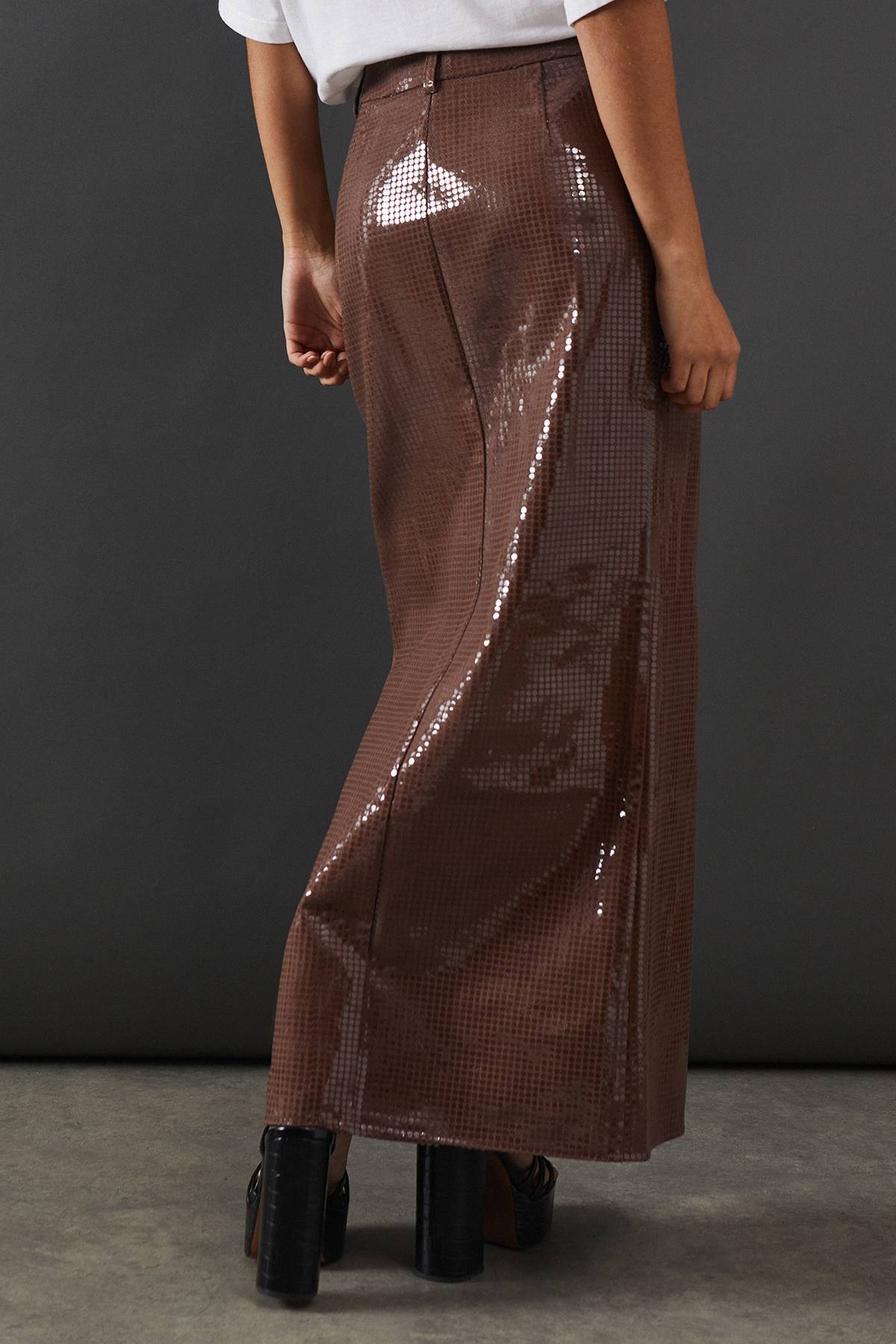 Warehouse Jupe Maxi en Denim Scintillant Premium