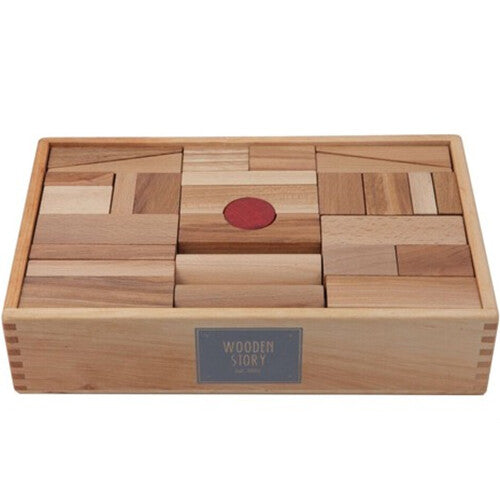 Wooden story stapelblokken XL - naturel - 63 st