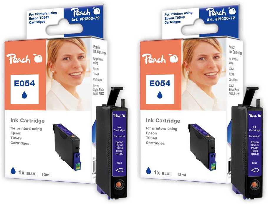 Peach E549 BL 2 Druckerpatronen 2*bl ersetzt Epson T0549BL*2, C13T05494010 für z.B. Epson Stylus Photo R 1800, Epson Stylus Photo R 800