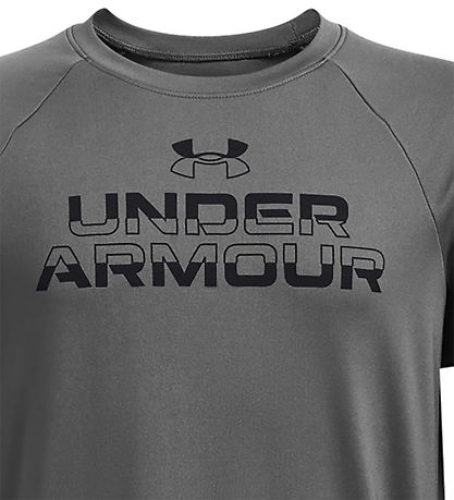 Under Armour T-Shirt - Tech Split WordMørk- Castlerock m. Sort
