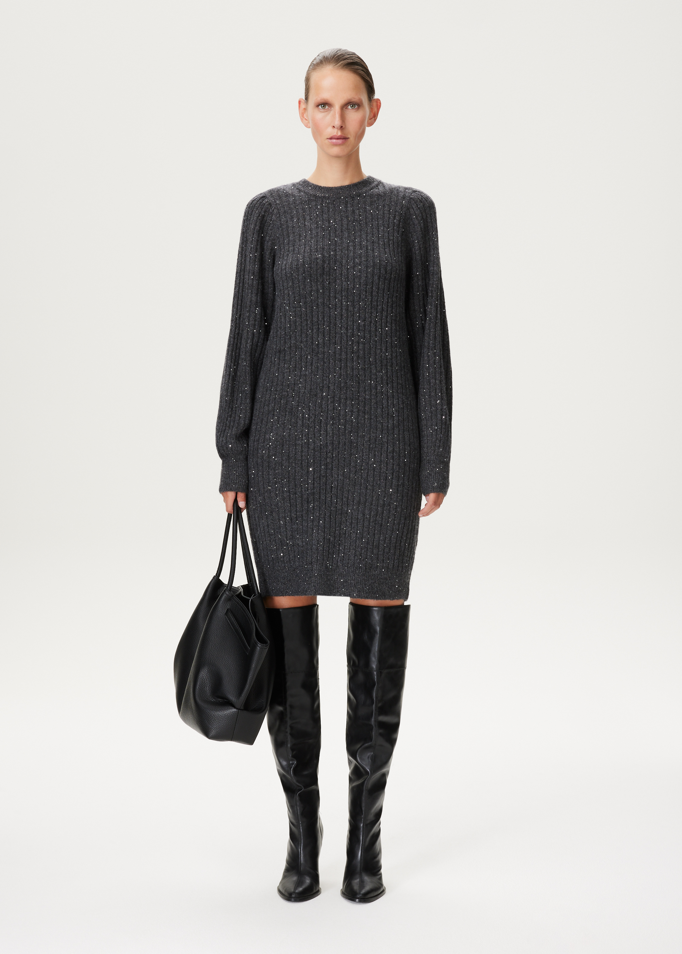 Ribgebreide jurk met glitter