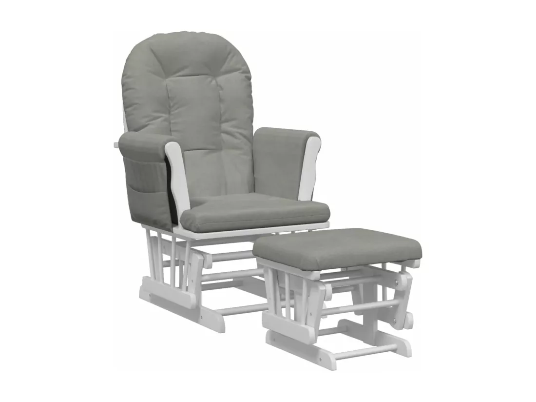 Chaise berçante avec repose-pied Gris clair Tissu