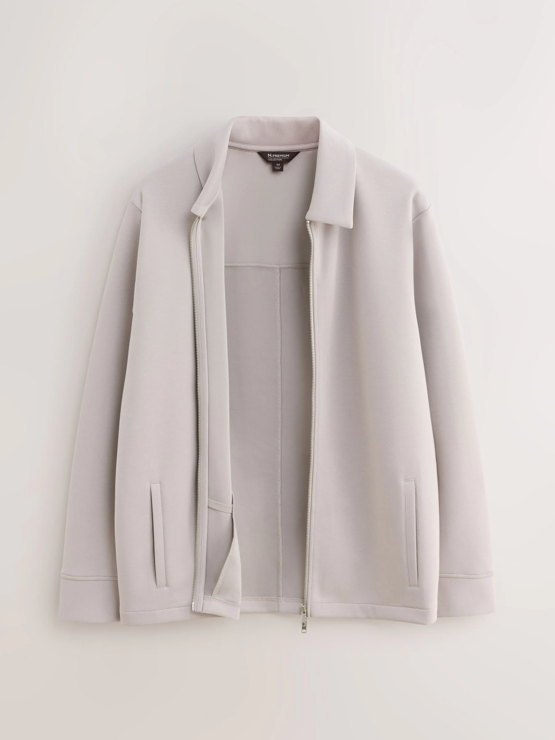 Ice grey - Soft Touch Scuba Zip Through Shacket