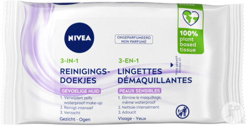Nivea Sensitive Lingettes Démaquillantes 3en1 Peaux Sensibles 25 Pièces