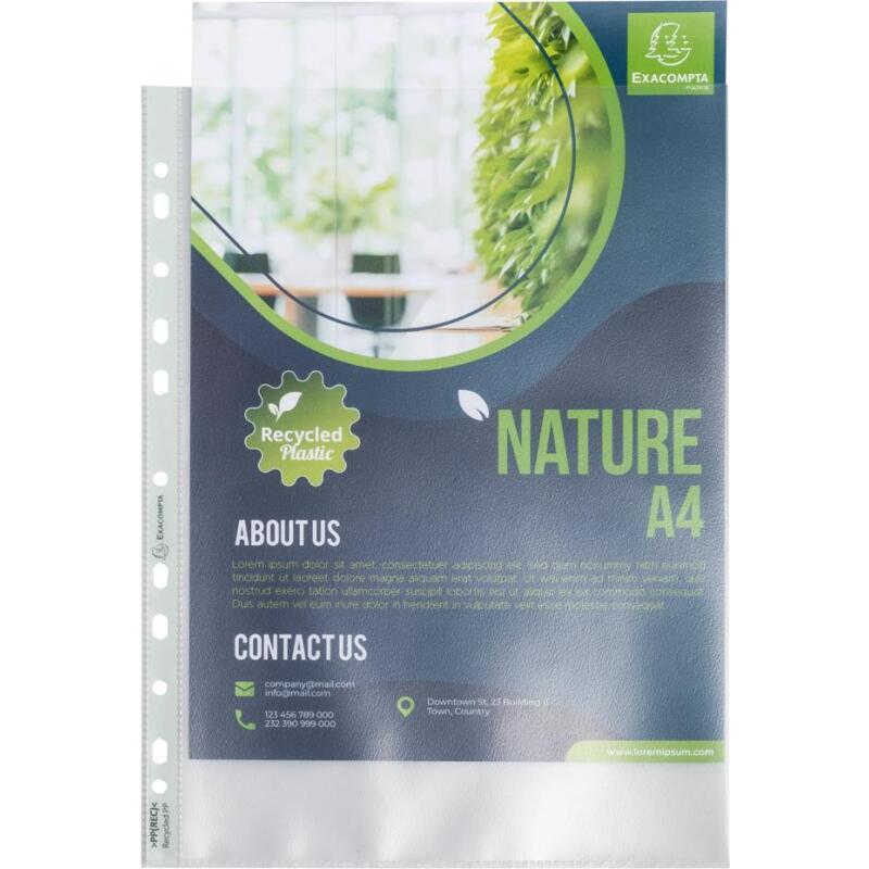 Sachet de 50 pochettes perforées PP recyclé Forever 9/100e - A4 - Translucide