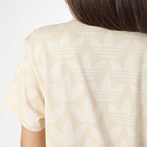 Robe Polo Manches Courtes Femme Monogram IJ6002 Beige