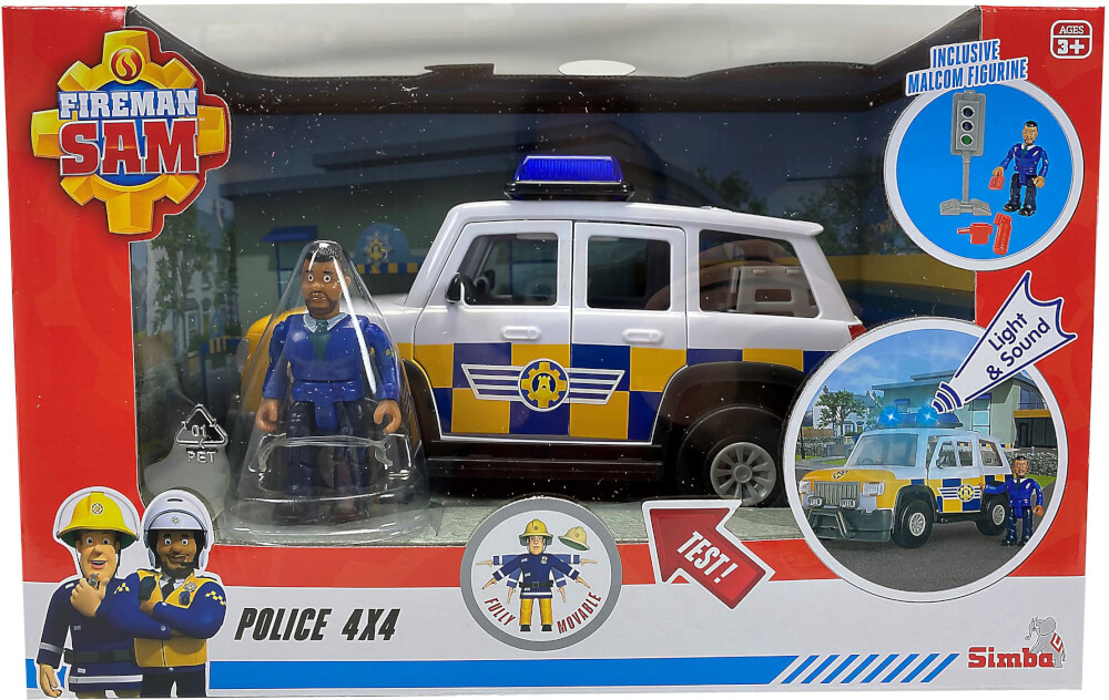 Simba Feuerwehrmann Sam Polizeiauto 4x4 mit Figur