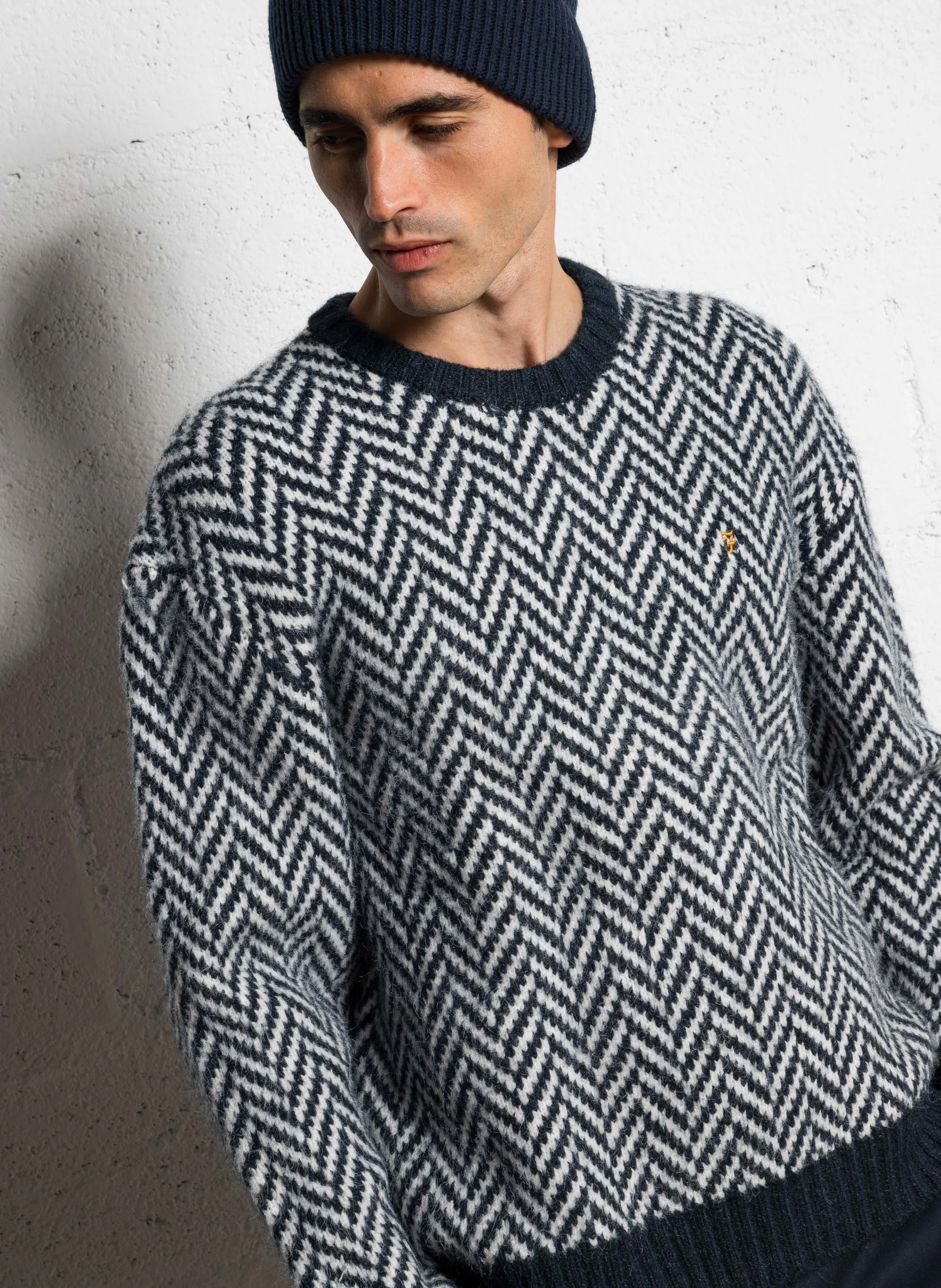 ATHENS HERRINGBONE - Pull ample imprimé | Bleu