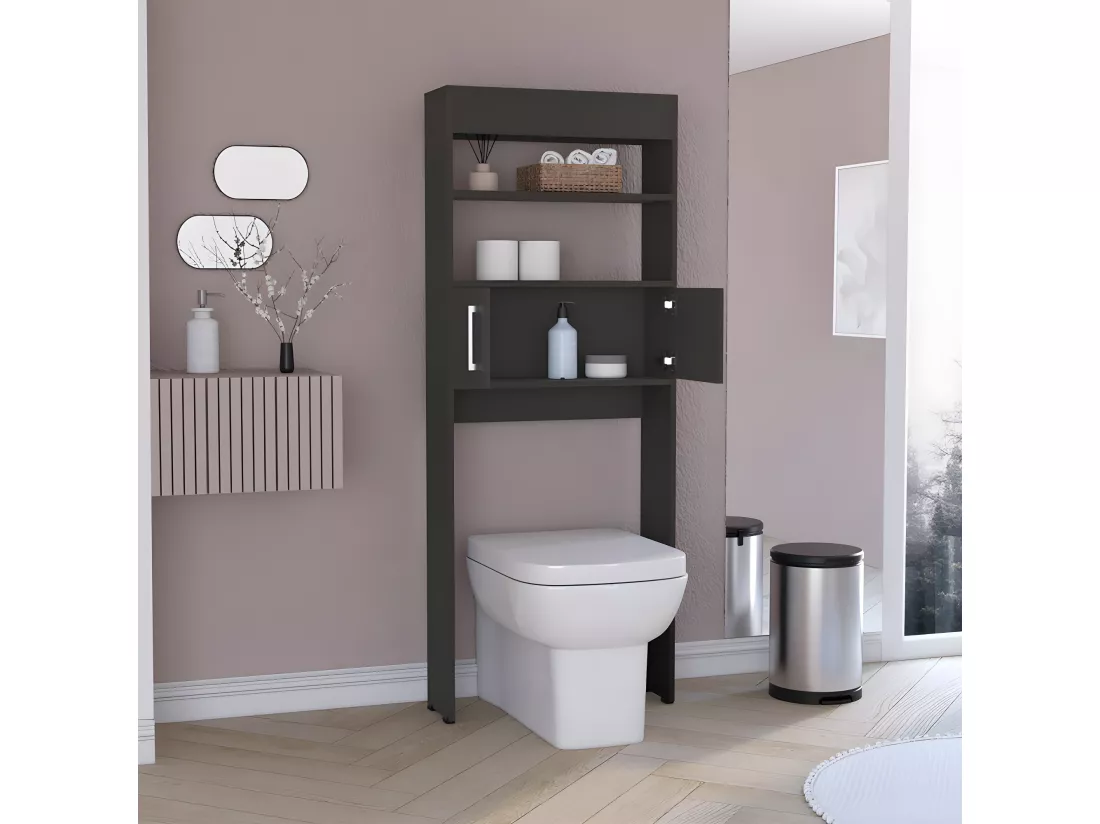 Économiseur d'espace Madrid, avec une armoire et des étagères ouvertes externes, 160 cm à x 20,3 cm et x 62,4 cm L, Wengue