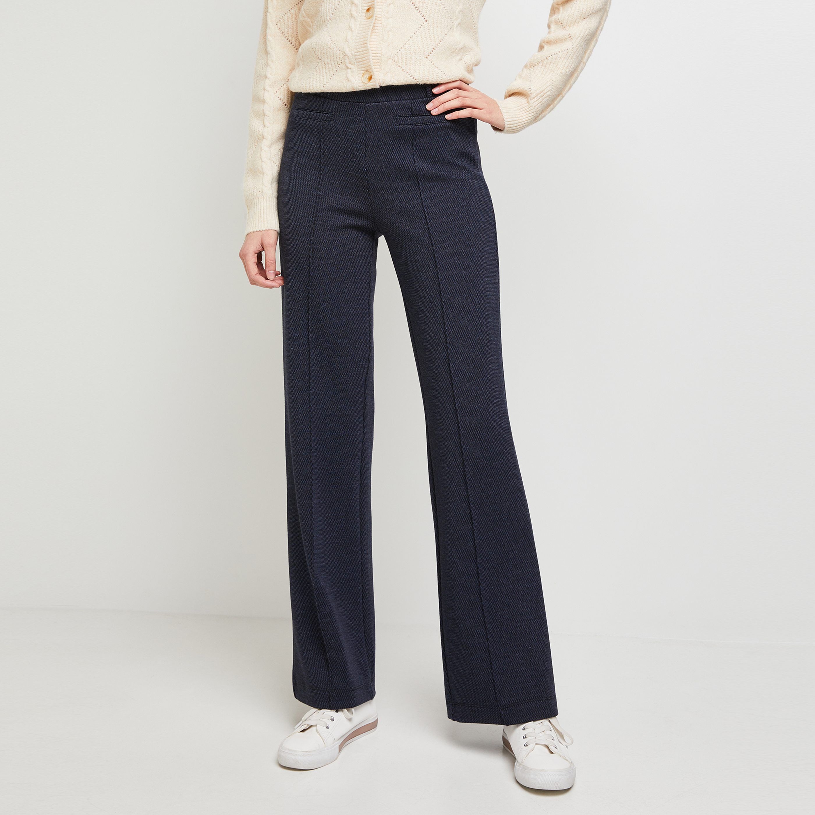 Pantalon en maille large femme - MARINE