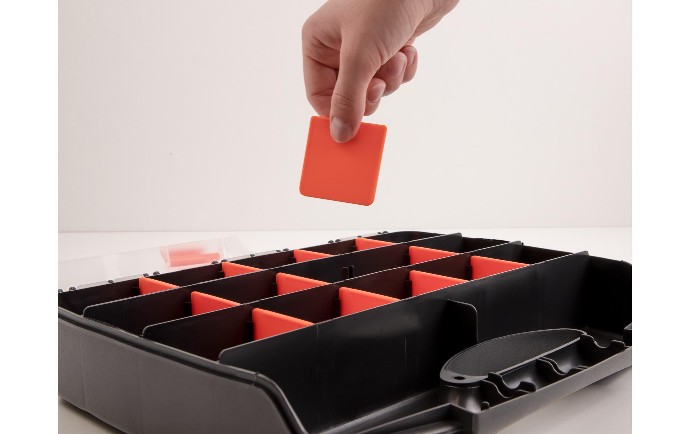 Sortimentskasten Orange / Schwarz 17 FächerDelock Sortimentsbox mit 17 Fächern 320 x 255 x 60 mm Orange / Schwarz