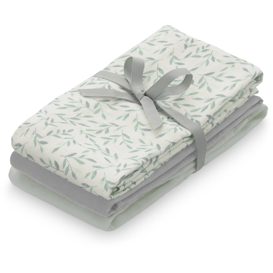 Cam Cam® COPENHAGEN Mulltuch 3er Pack Green Leaves grau grün