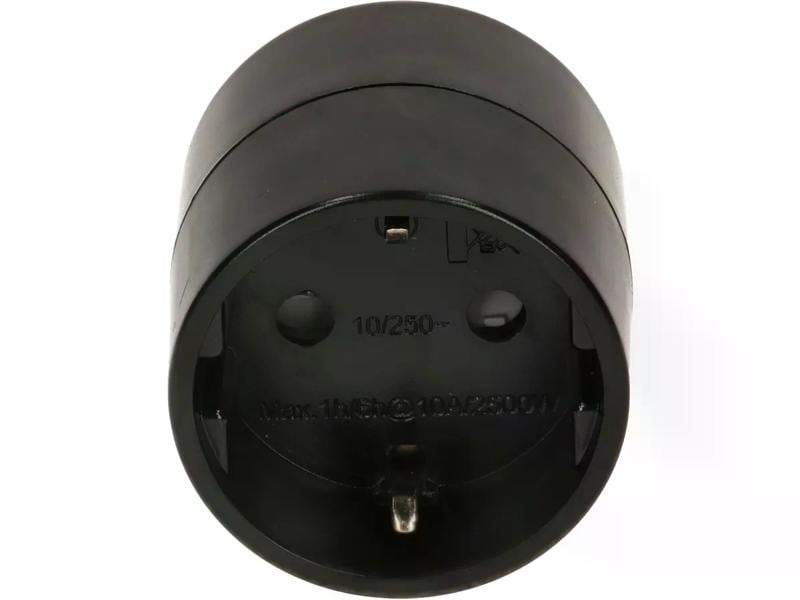 Max Hauri Reiseadapter Schuko – T12, Schwarz Asymmetrischer Übergangsstecker