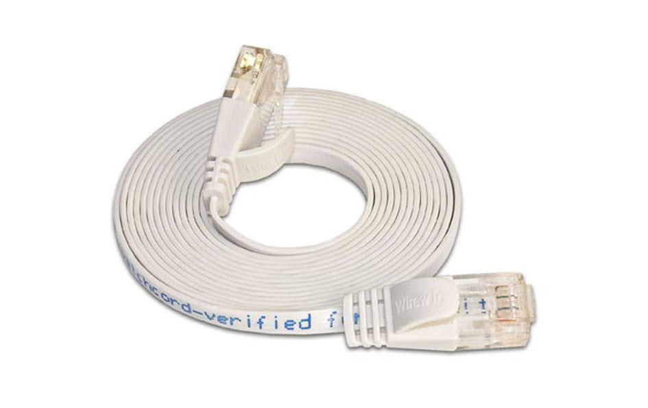 Slimpatchkabel RJ-45 - RJ-45, Cat 6, UTP, 15 m, WeissUnscreened/Unshielded Twisted-Pair-Kabel (UTP) mit Klinkenschutz