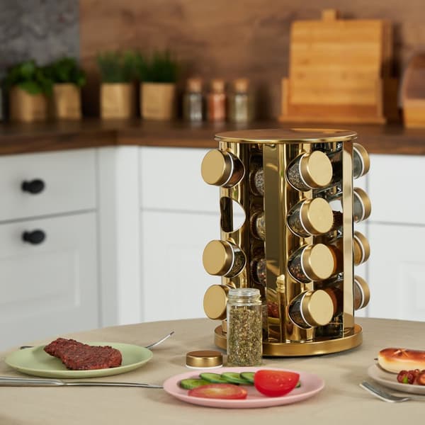 Karusell for gyldne krydder med 16 glass